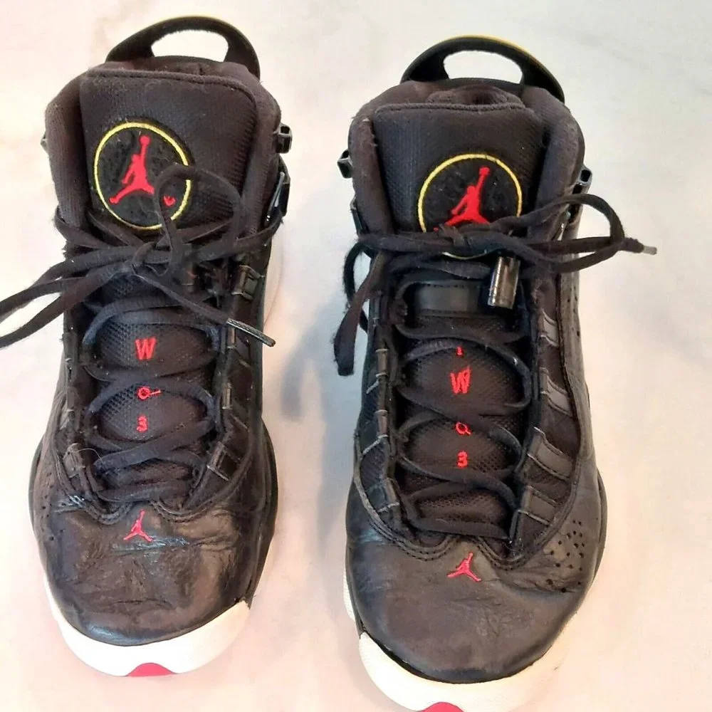 Nike Air Jordan‎ 6 Rings 323419-063 Basketball Black Red White Size 7Y